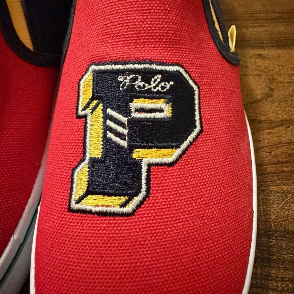Polo Ralph Lauren Shoes Kids 3 Landyn Slip On P-Wing Logo Patch Canvas Preppy